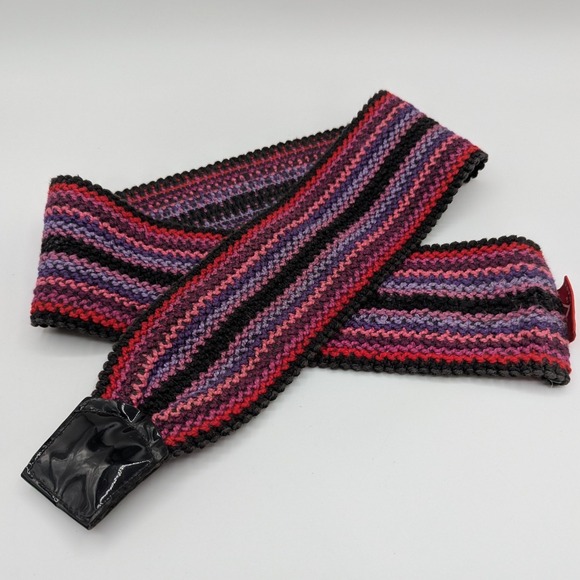 Goodheart Accessories - Goodheart Vintage Woven‎ Striped Belt Purple Pink Black Wide Waist Made in USA